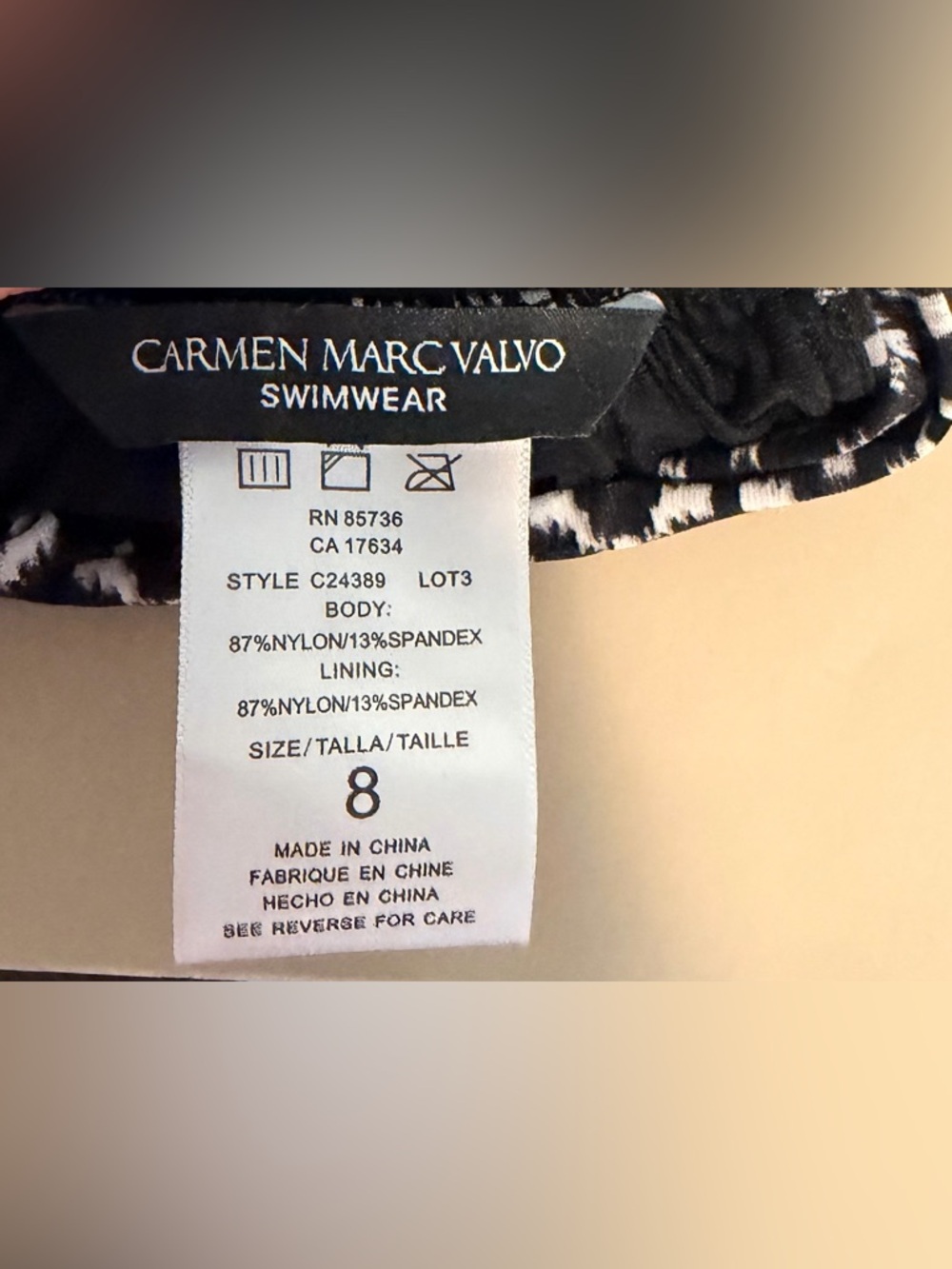 Carmen Marc Valvo "Tribal Muse" Beaded Halter one piece swimsuit Size 8 - Picture 4 of 5